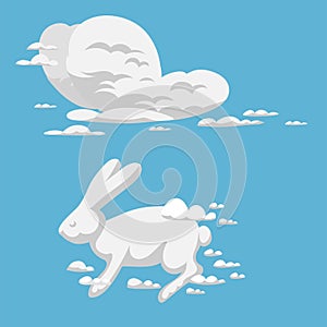 Animal clouds silhouette rabbit pattern vector illustration abstract sky cartoon environment bunny natural ornament