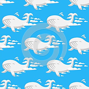 Animal clouds silhouette whale seamless pattern vector illustration abstract sky cartoon ocean humpback natural