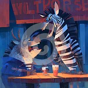 Animal Comedy Club - Laughing Zebra and Antelope