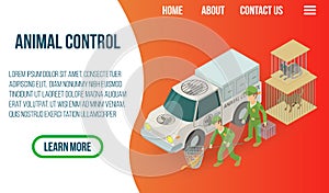 Animal control concept banner, isometric style