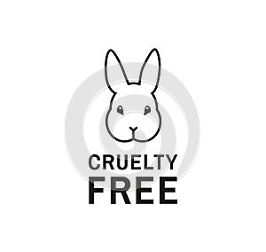 Animal Cruelty free flat icon design concept. Product not tested on animals symbol with bunny . - Vector illustration