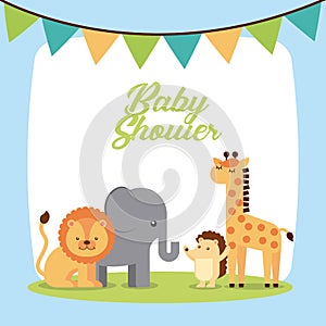 Animal cute baby shower invitation