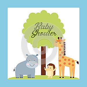 Animal cute baby shower invitation