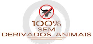 100% without animal derivatives, nutrition, veg, portuguese, isolated. photo