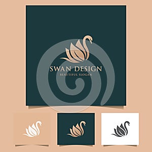 Animal Design Inspiration of Elegant Modern Swan Leaf Concept Illustration Vector Design
