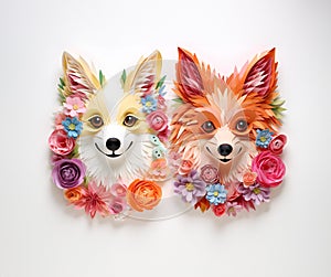 Animal dog illustration pop art, created from paper art.