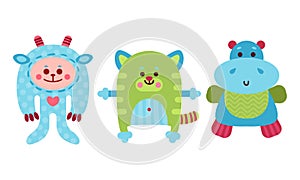 Animal Dolls or Sewed Stuffed Toys Vector Set