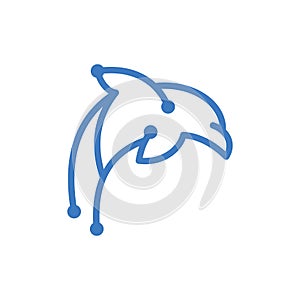 Animal dolphin swim tech line simple logo