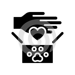 Animal donations black glyph icon