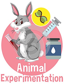 Animal Experimentation font with a rabbit logo in cartoon style