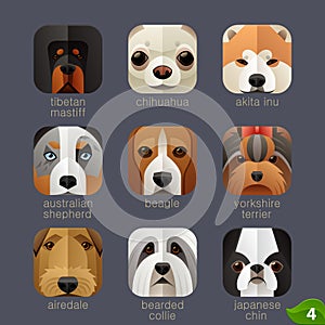 Animal faces for app icons-dogs set 3