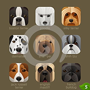Animal faces for app icons-dogs set 4
