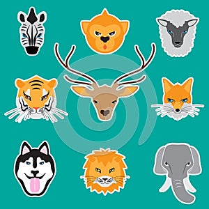 animal faces set