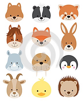 Animal Faces Set