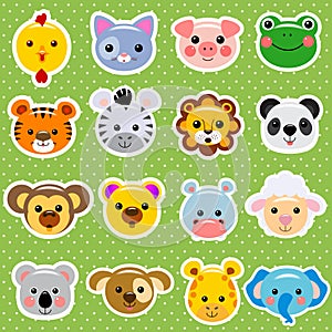 Animal faces sticker collection