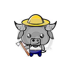 animal, farm, people,buffalo.cute, help,yelow,worker,