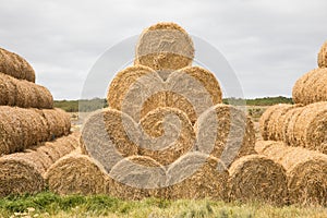 Animal feed hay stack of 4 levels high