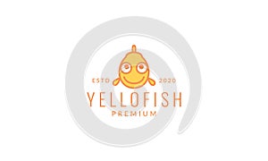 Animal fish head line cute cartoon smile logo vector icon illustration design