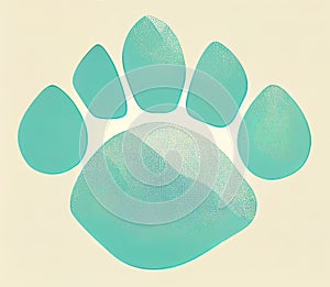 Animal five-toed footprint. Ornamental animal paw print. Digital illustration based on render by neural network photo