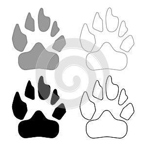 Animal footprint icon . Illustration grey and black color .