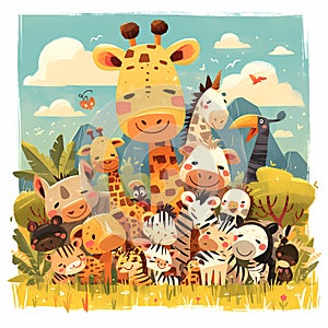 Animal Friends: A Heartwarming Gathering of Giraffes and Zebras