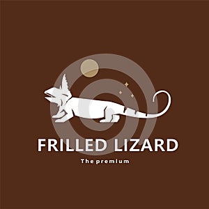 animal frilled lizard natural logo vector icon silhouette