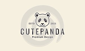 Animal head cartoon lines cute panda smile logo design vector icon symbol graphic illustration