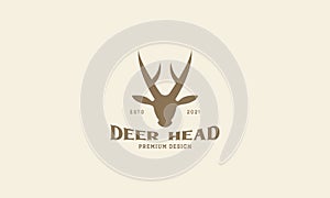 Animal head deer simple with long horn logo vector icon symbol design graphic illustration