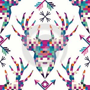 Animal head deer triangular pixel icon