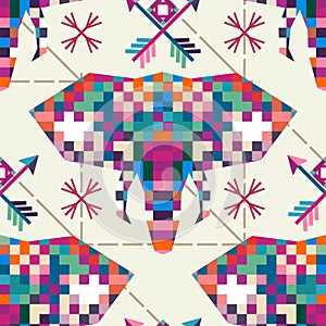 Animal head elephant triangular pixel icon