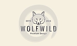 Animal head lines dog Siberian Husky or wolf logo design vector icon symbol graphic illustration