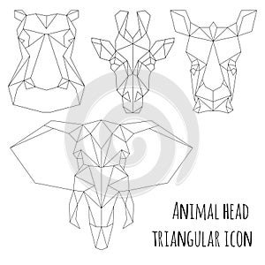 Animal head triangular icon-geometric line design