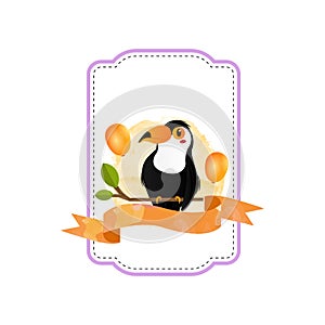 Animal horn bill bird badge design template isolated on white background