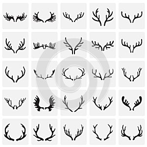 Animal Horns icons set on squares background for graphic and web design. Simple vector sign. Internet concept symbol for photo