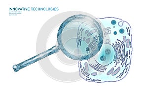 Animal human cell structure educational science. Microscope 3d eukaryotic nucleus organelle medicine technology analysis