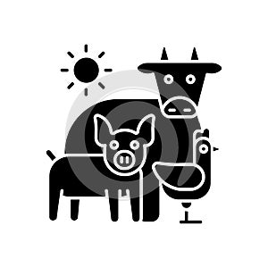 Animal husbandry black glyph icon