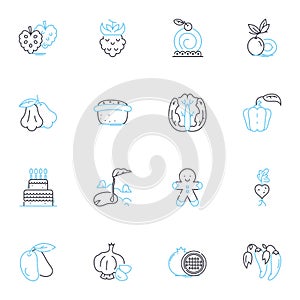 Animal husbandry linear icons set. Livestock, Fodder, Grazing, Breeding, Milking, Poultry, Hatchery line vector and