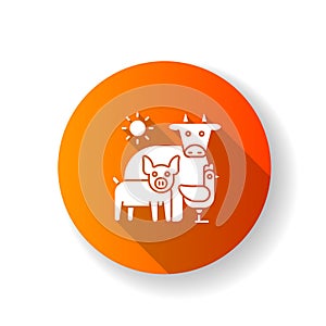 Animal husbandry red flat design long shadow glyph icon