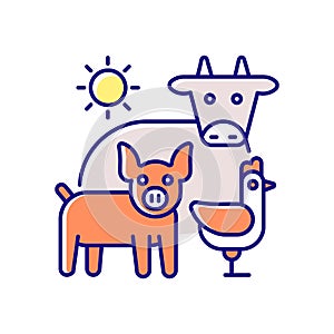 Animal husbandry RGB color icon