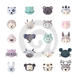 Animal Icon and Cartoon, Pets Icon Style Colorful Flat Icons