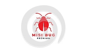 Animal insect bug red silhouette logo vector icon illustration design