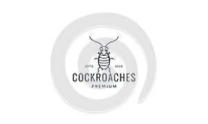 Animal insect cockroach simple lines cute cartoon logo vector icon illustration design