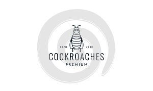 Animal insect cockroach simple lines cute cartoon logo vector icon illustration design