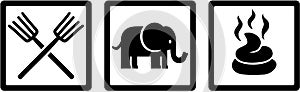 Animal Keeper icons - Forks, Elephant, Shit