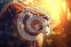 Animal lion wildlife Africa wild portrait African cat safari nature Generative AI