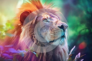 Animal lion wildlife Africa wild portrait African cat safari nature Generative AI