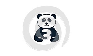 Animal mammals panda cute with number 3  vector