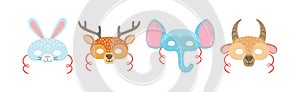 Animal Mask and Face Cover with Strap Vector Set