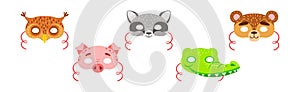 Animal Mask and Face Cover with Strap Vector Set