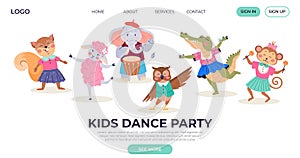 Animal party. Celebrate with banquet happy beasts, turning forest into festive paradise. Kids dance party